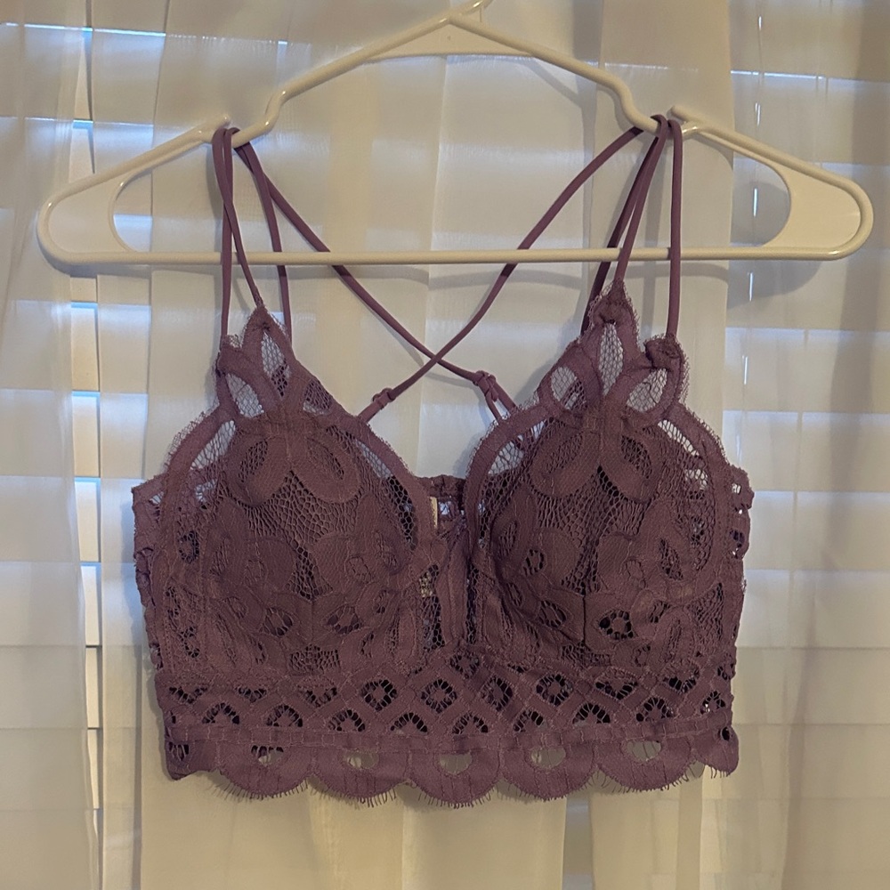 NWOT Zenana Lace Longline Bralette in Lavender Purple